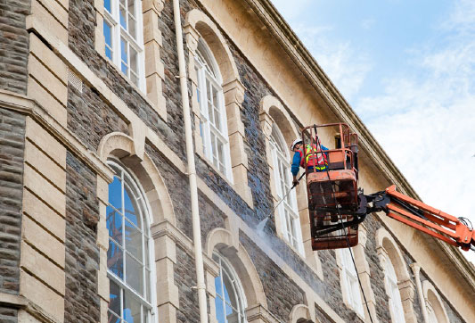 Historic building facade cleaning